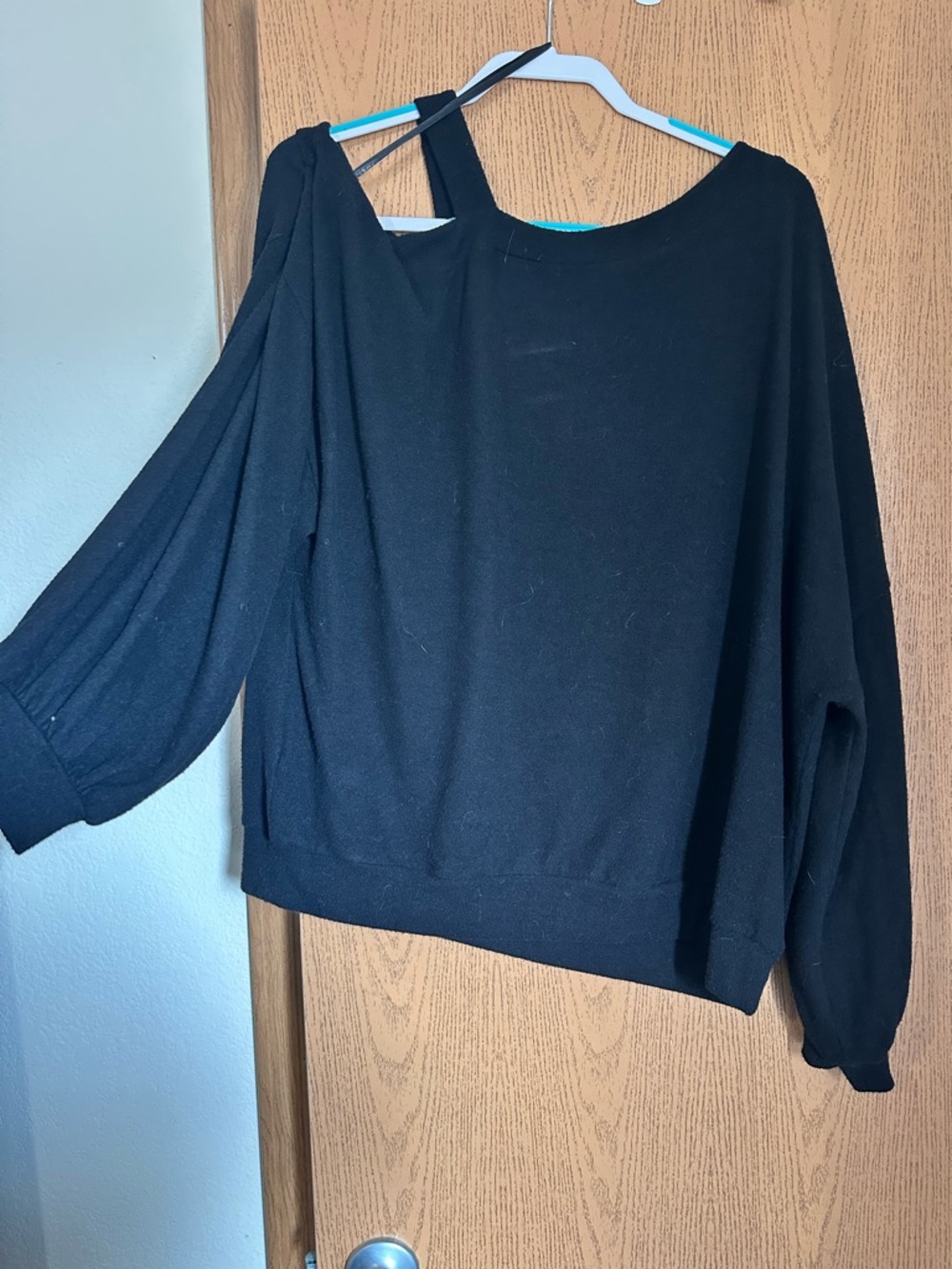 CHANEL Black One-Shoulder Sweatshirt with Strap Detail - Picture 2 of 4